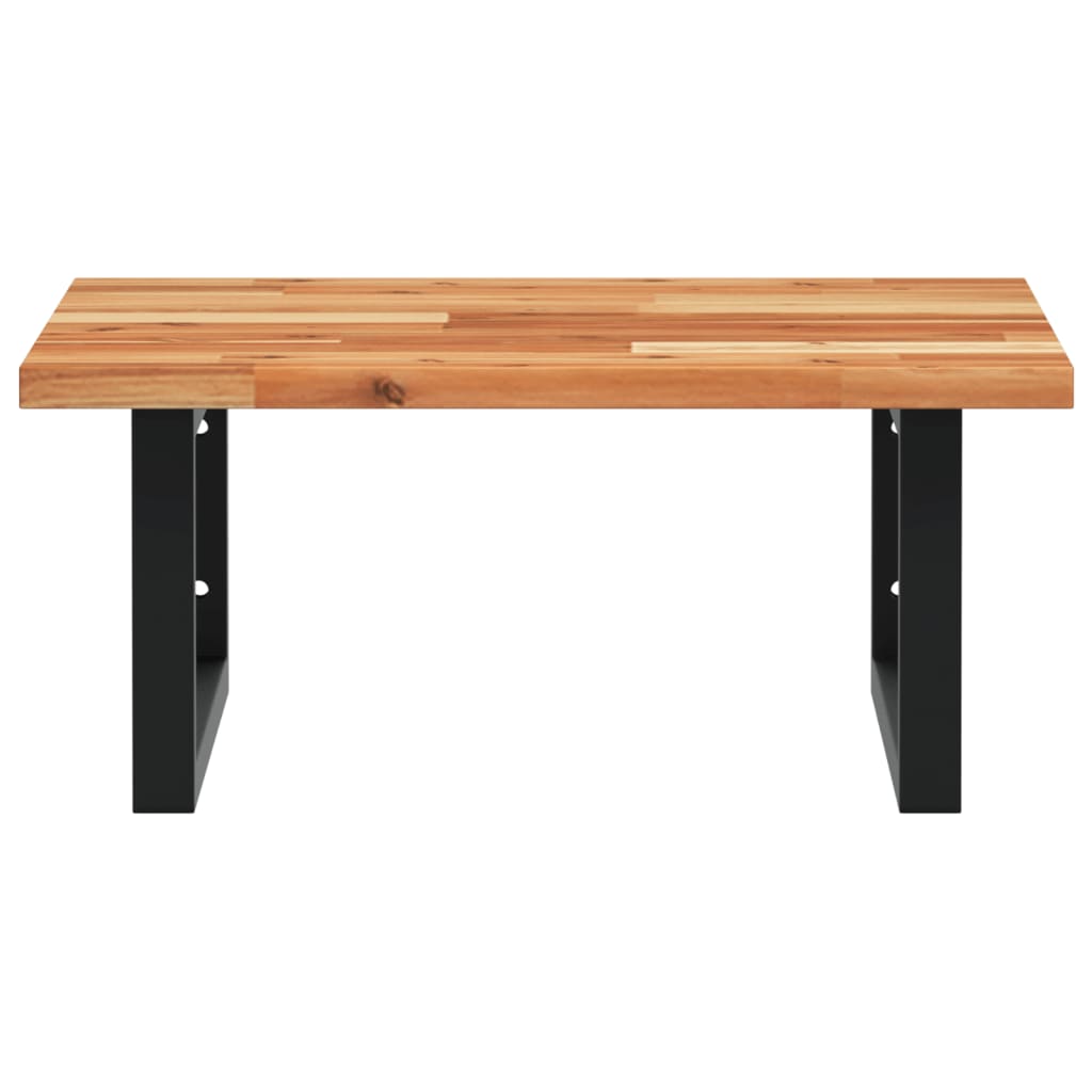 væghængt badeværelseshylde stål og massivt akacietræ