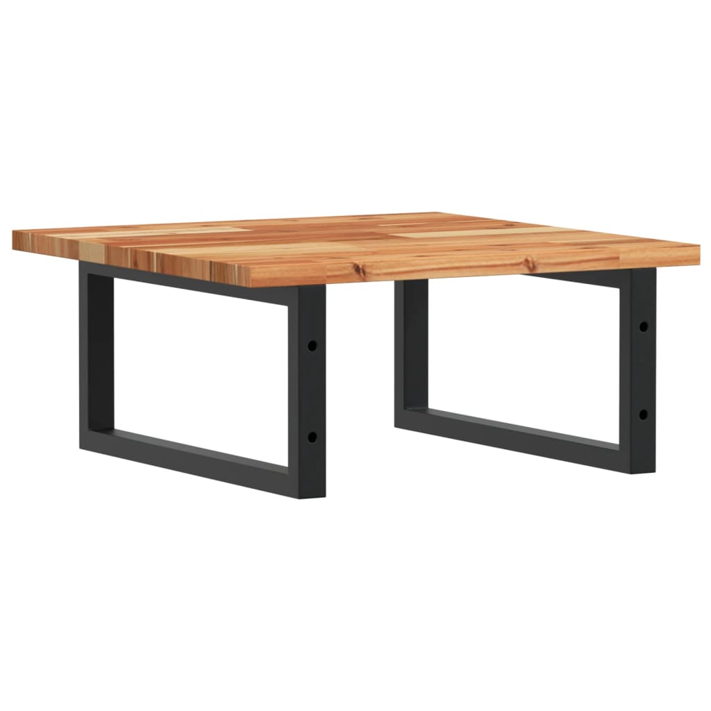 væghængt badeværelseshylde stål og massivt akacietræ