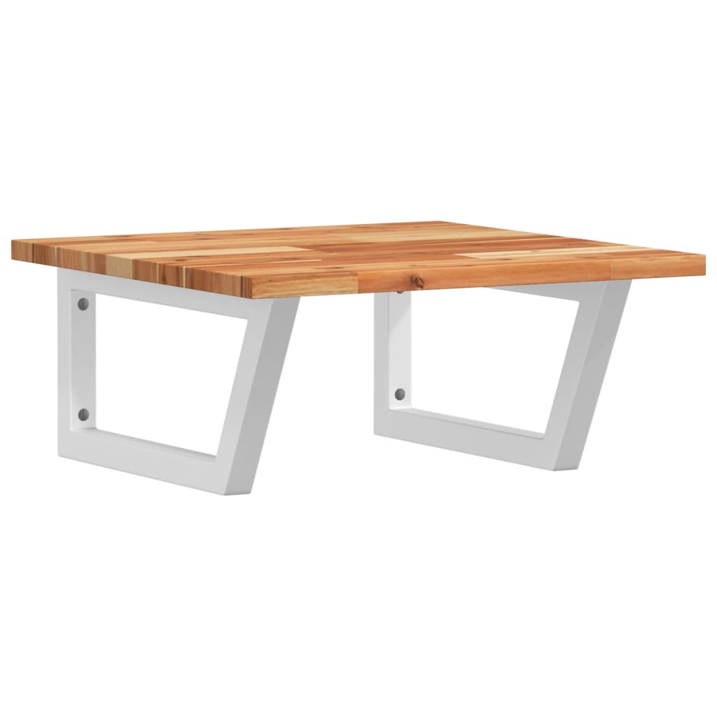 væghængt badeværelseshylde stål og massivt akacietræ