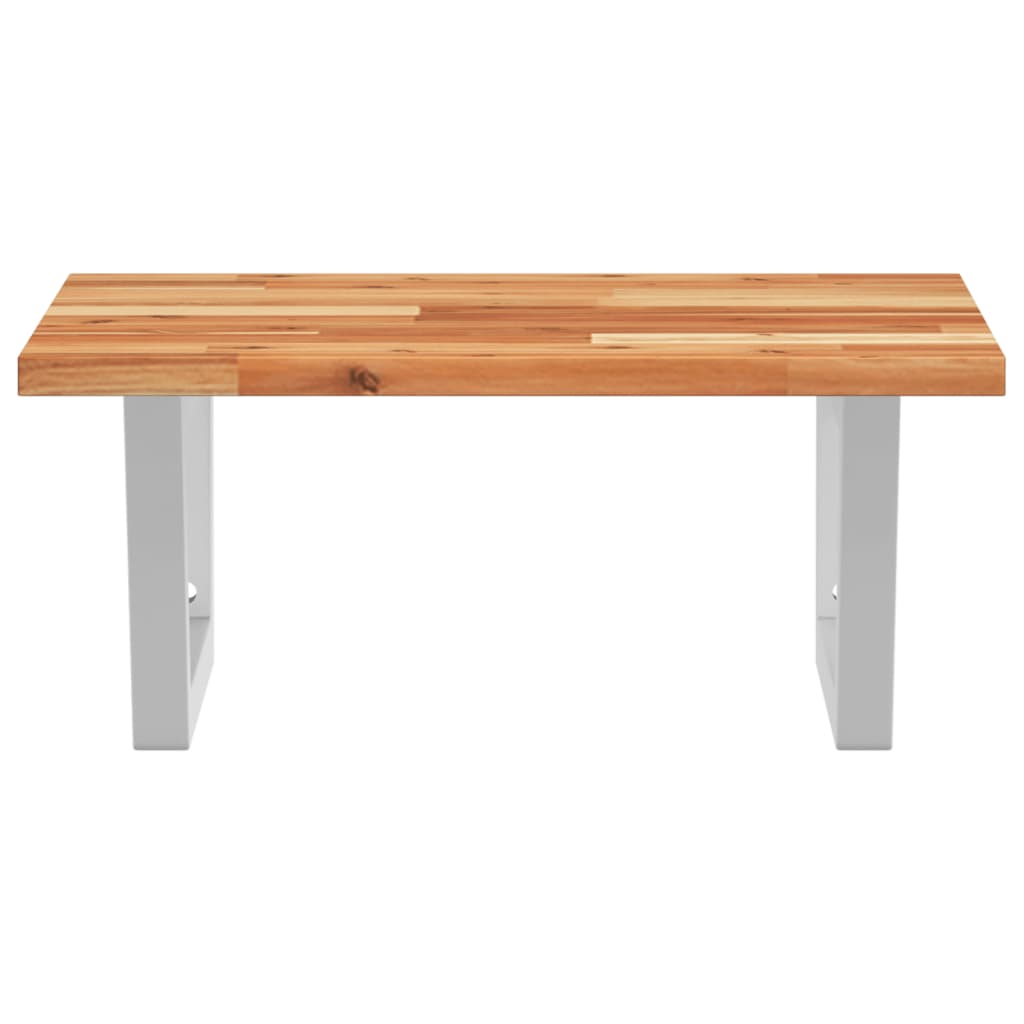 væghængt badeværelseshylde stål og massivt akacietræ