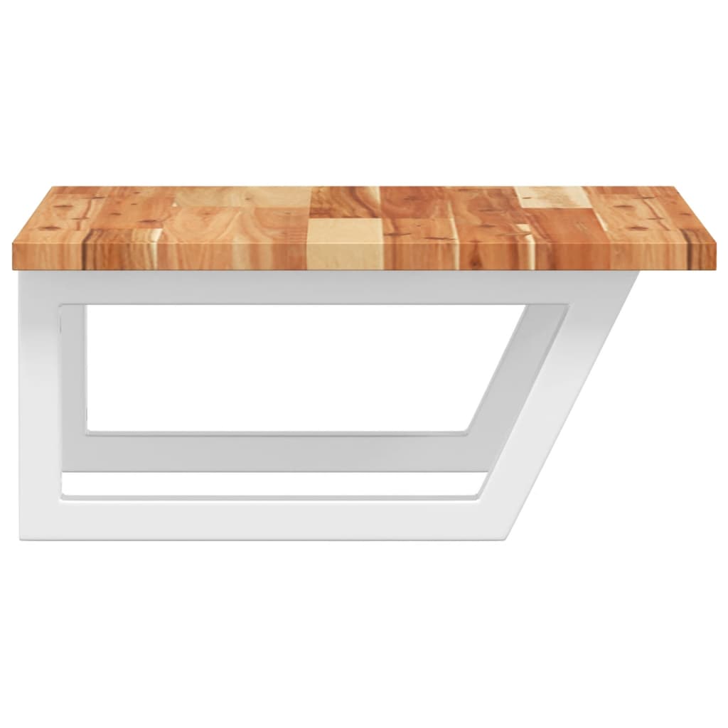 væghængt badeværelseshylde stål og massivt akacietræ