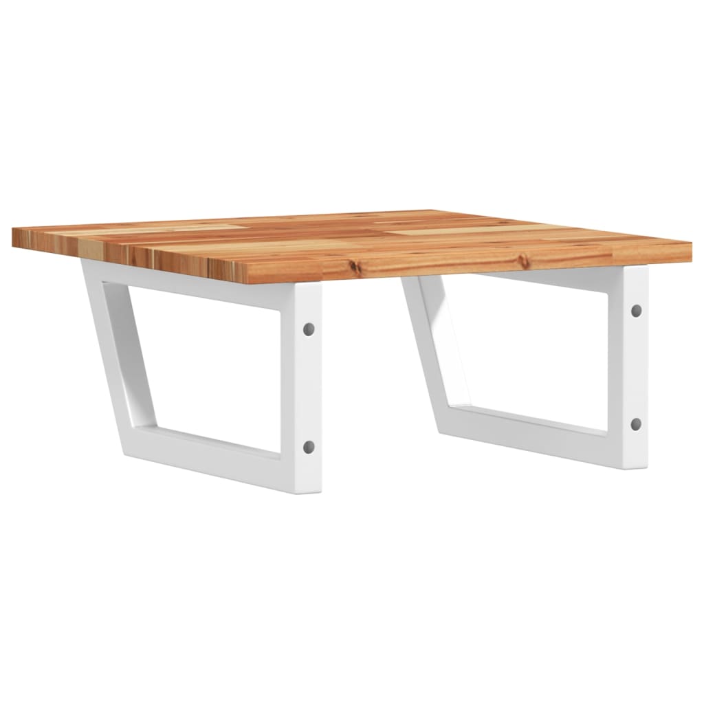 væghængt badeværelseshylde stål og massivt akacietræ