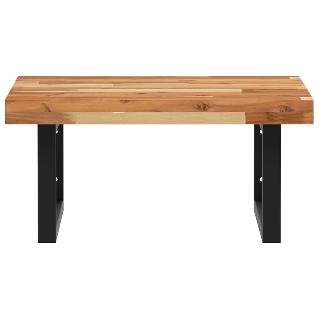 væghængt badeværelseshylde stål og massivt akacietræ