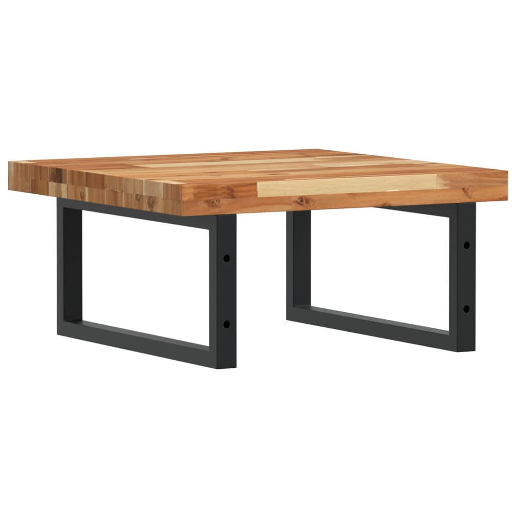 væghængt badeværelseshylde stål og massivt akacietræ