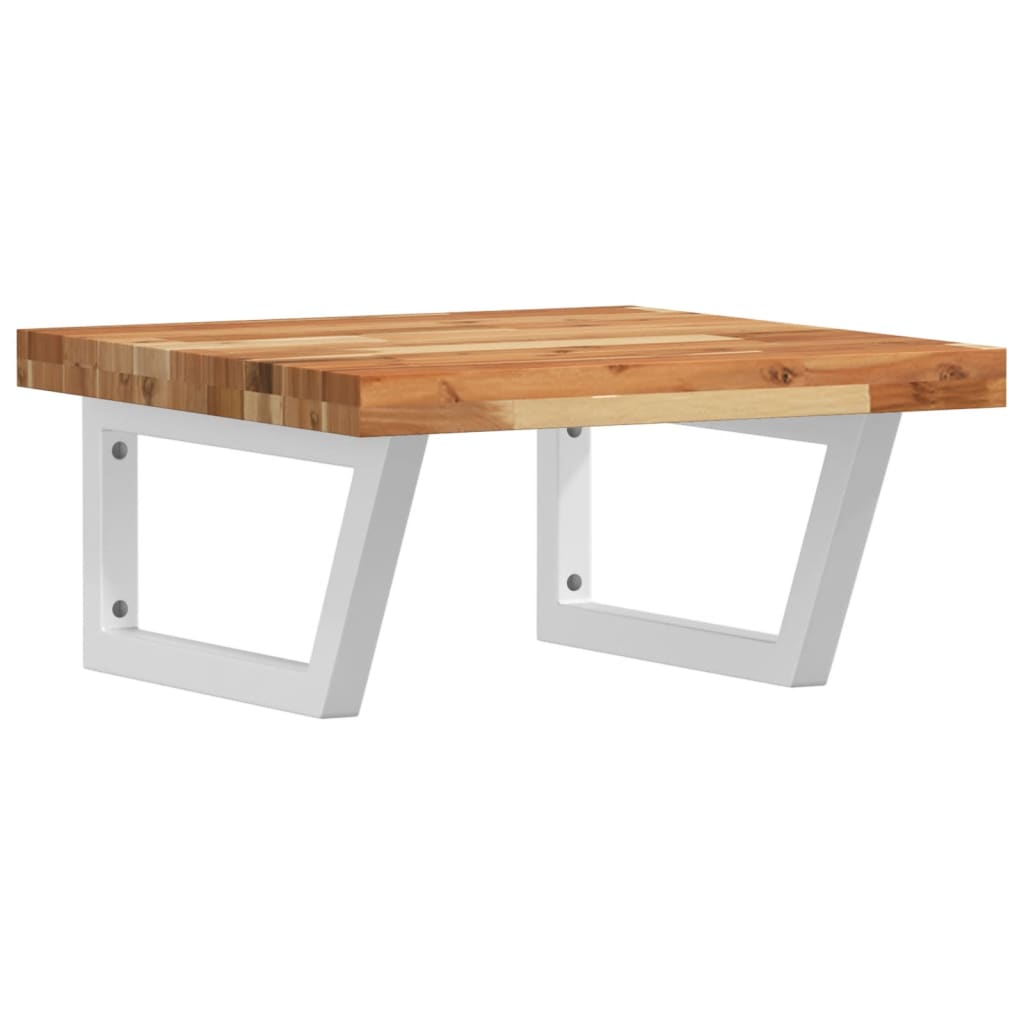 væghængt badeværelseshylde stål og massivt akacietræ