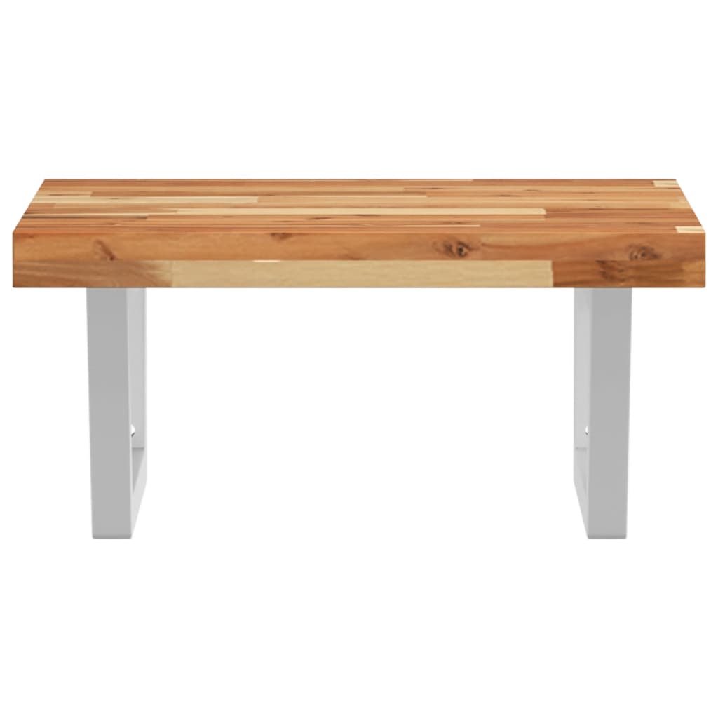 væghængt badeværelseshylde stål og massivt akacietræ