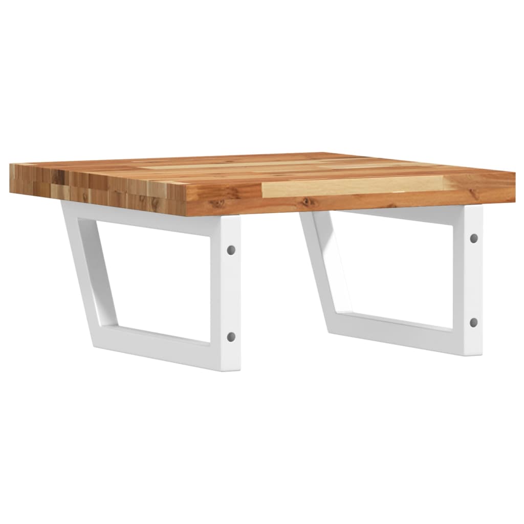 væghængt badeværelseshylde stål og massivt akacietræ