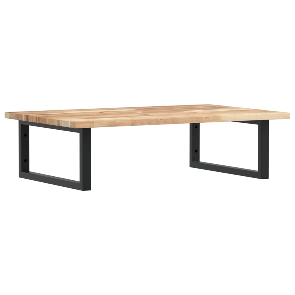 væghængt badeværelseshylde stål og massivt akacietræ