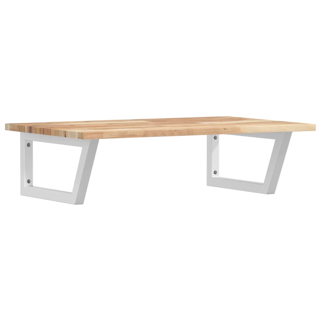 væghængt badeværelseshylde stål og massivt akacietræ