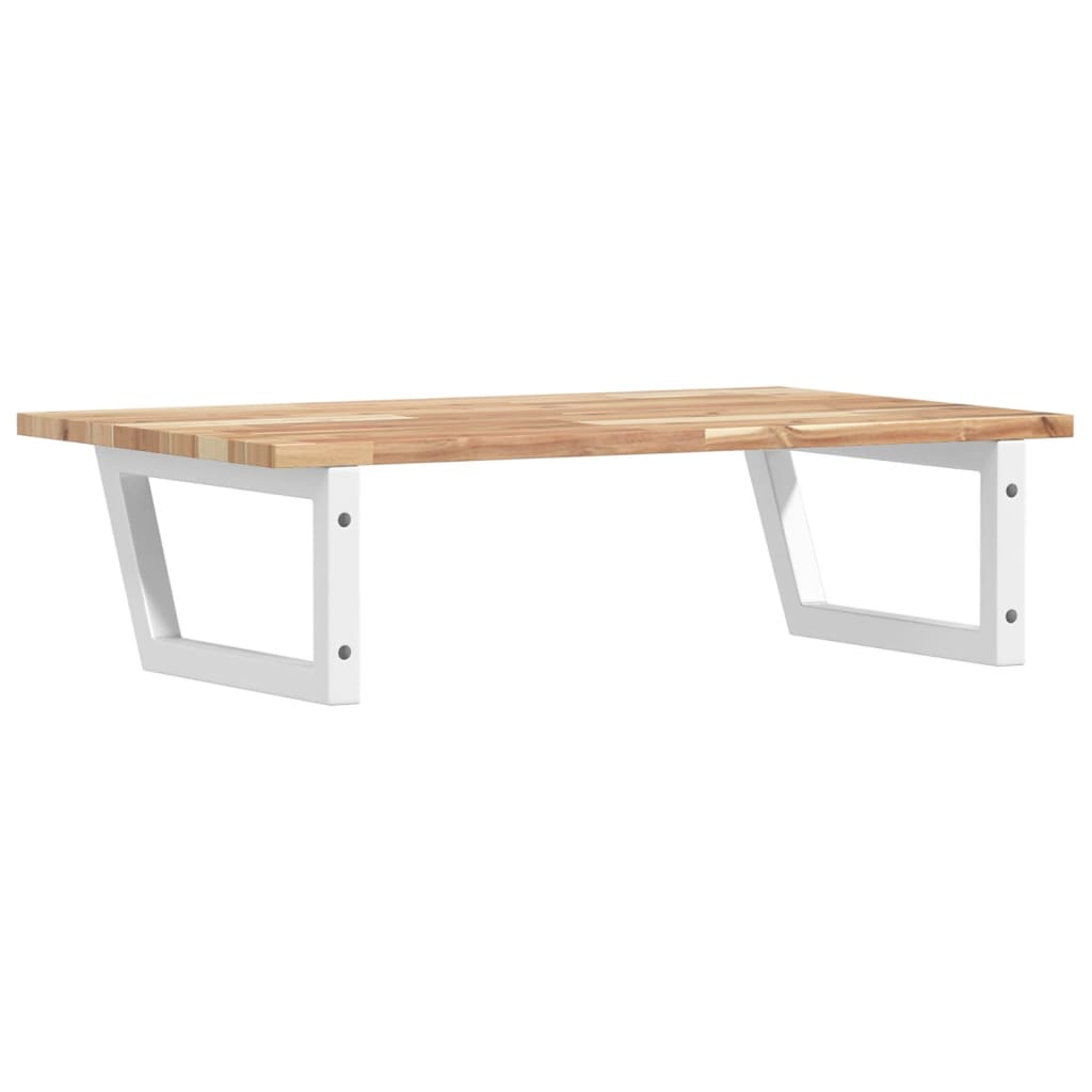 væghængt badeværelseshylde stål og massivt akacietræ