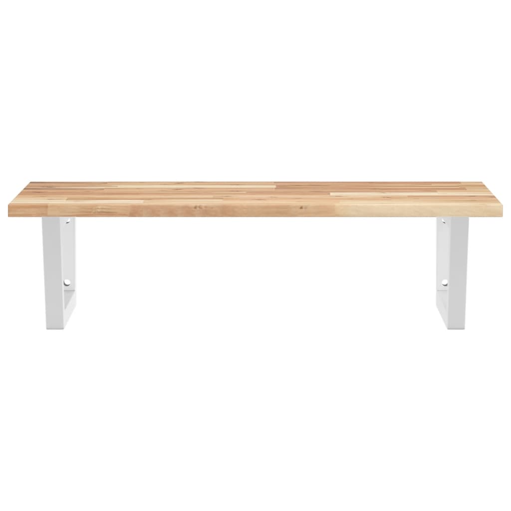 væghængt badeværelseshylde stål og massivt akacietræ