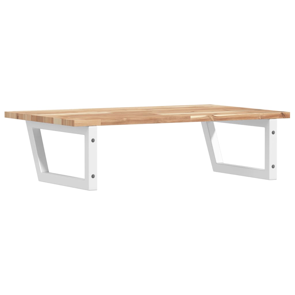 væghængt badeværelseshylde stål og massivt akacietræ