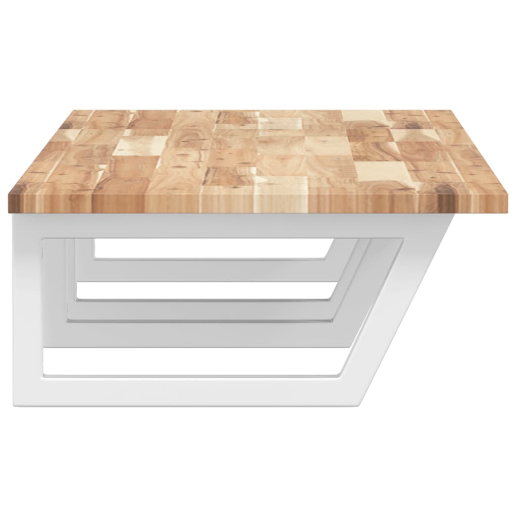 væghængt badeværelseshylde stål og massivt akacietræ