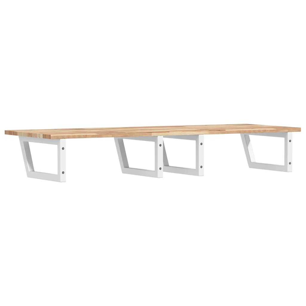 væghængt badeværelseshylde stål og massivt akacietræ