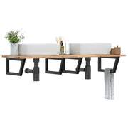 væghængt badeværelseshylde stål og massivt akacietræ