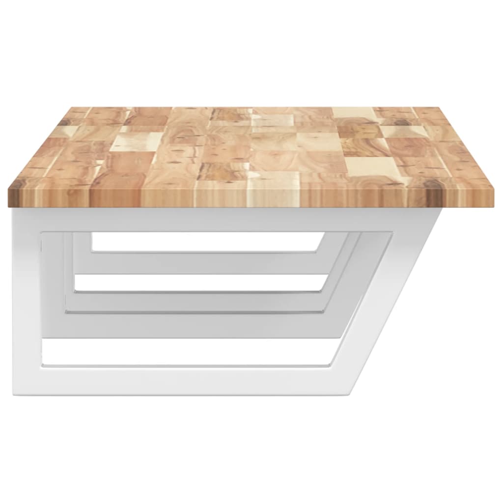 væghængt badeværelseshylde stål og massivt akacietræ