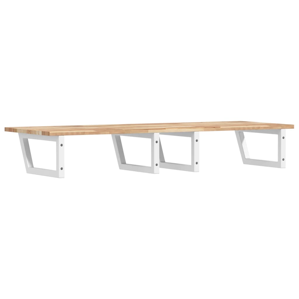 væghængt badeværelseshylde stål og massivt akacietræ