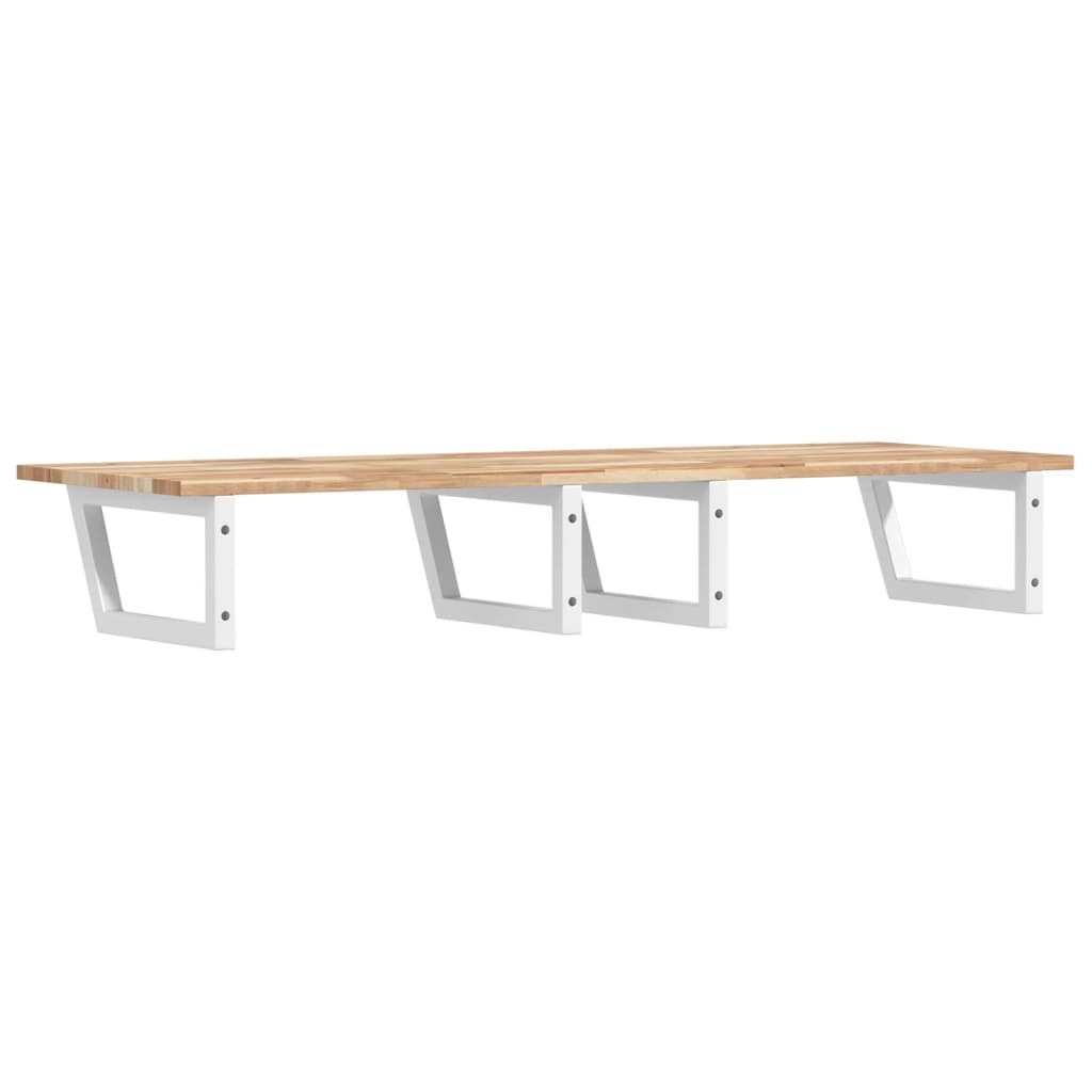 væghængt badeværelseshylde stål og massivt akacietræ