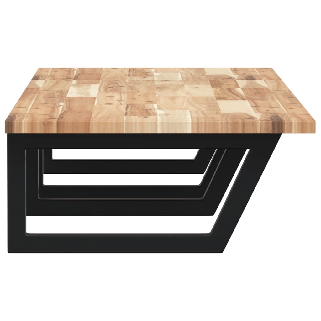 væghængt badeværelseshylde stål og massivt akacietræ