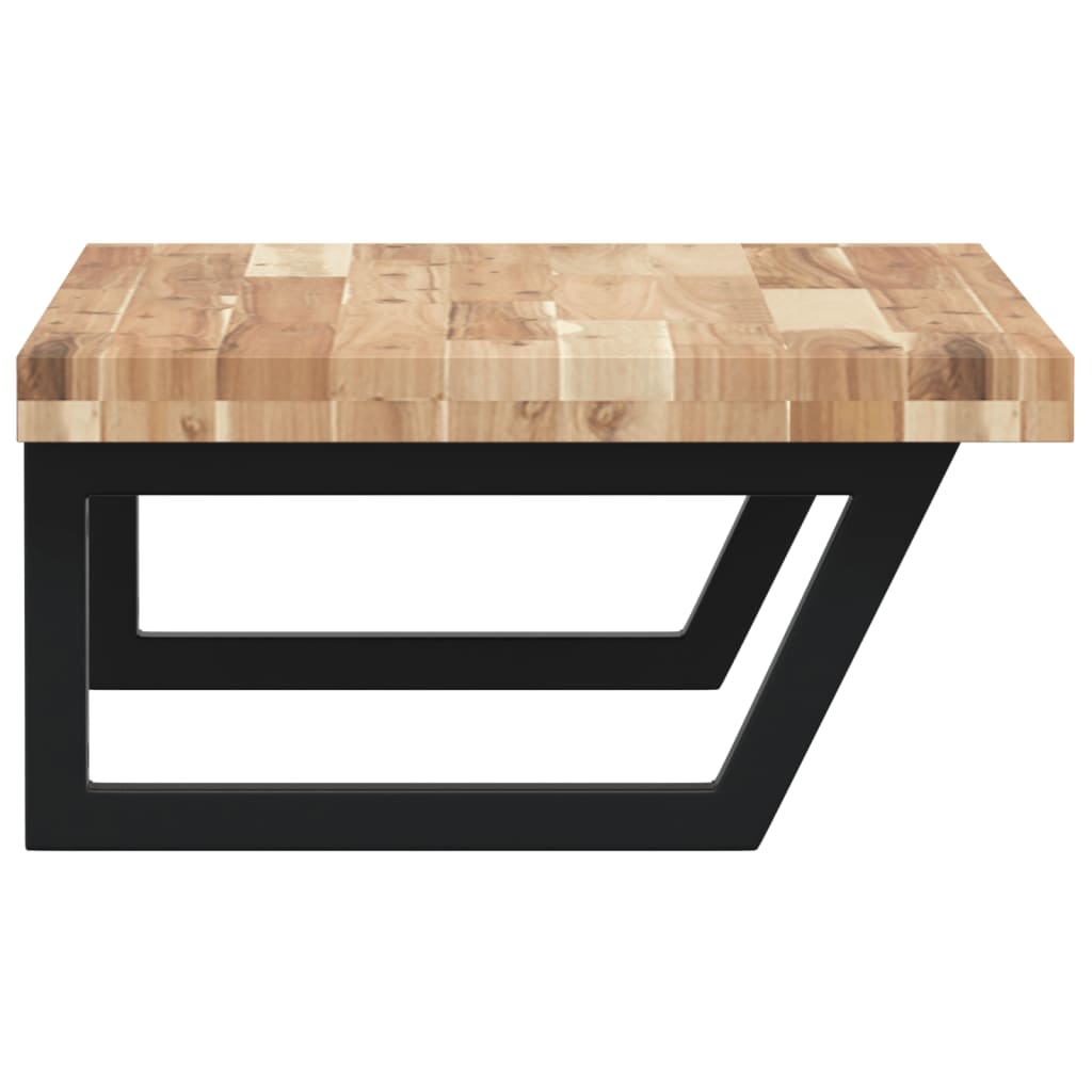 væghængt badeværelseshylde stål og massivt akacietræ