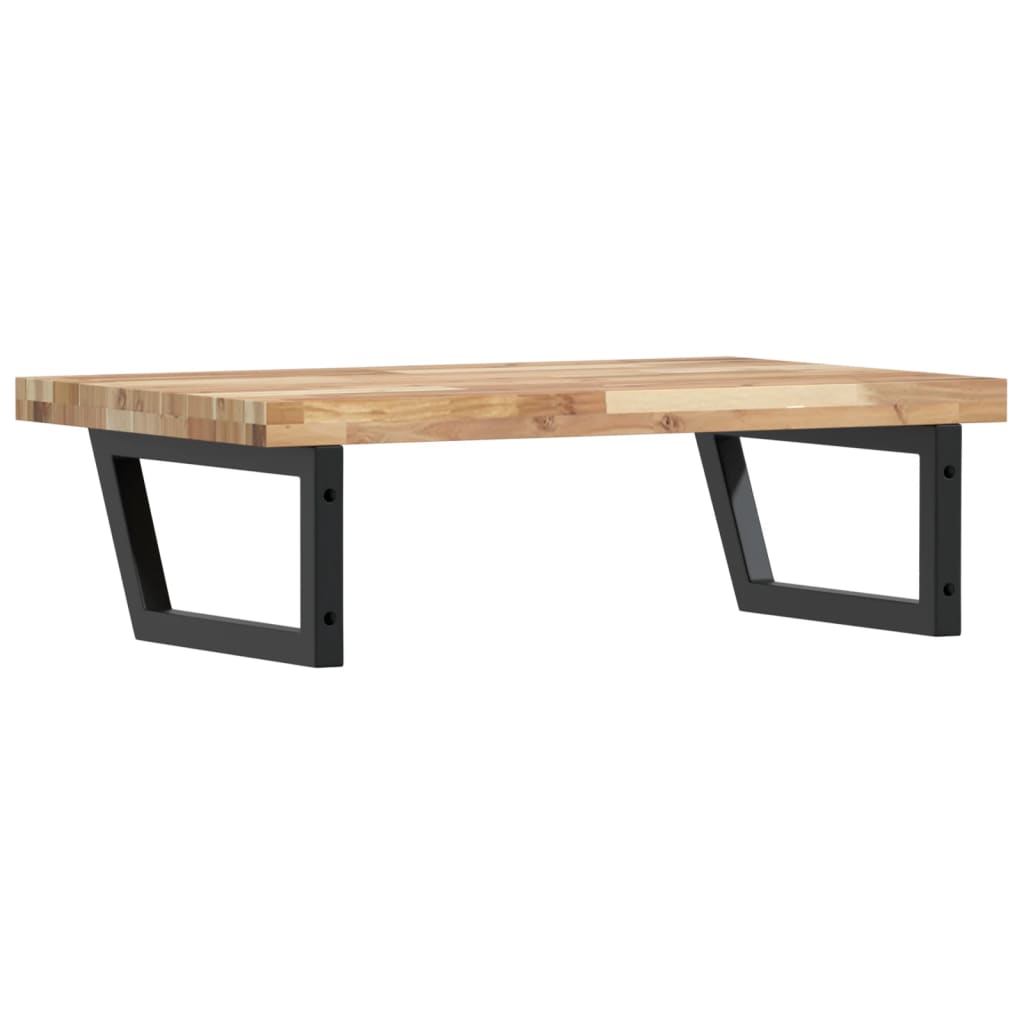 væghængt badeværelseshylde stål og massivt akacietræ