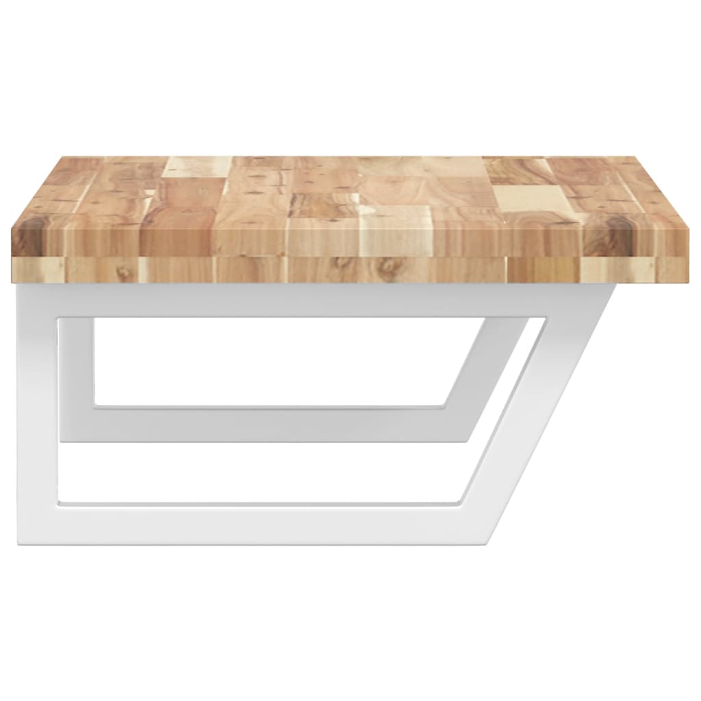 væghængt badeværelseshylde stål og massivt akacietræ