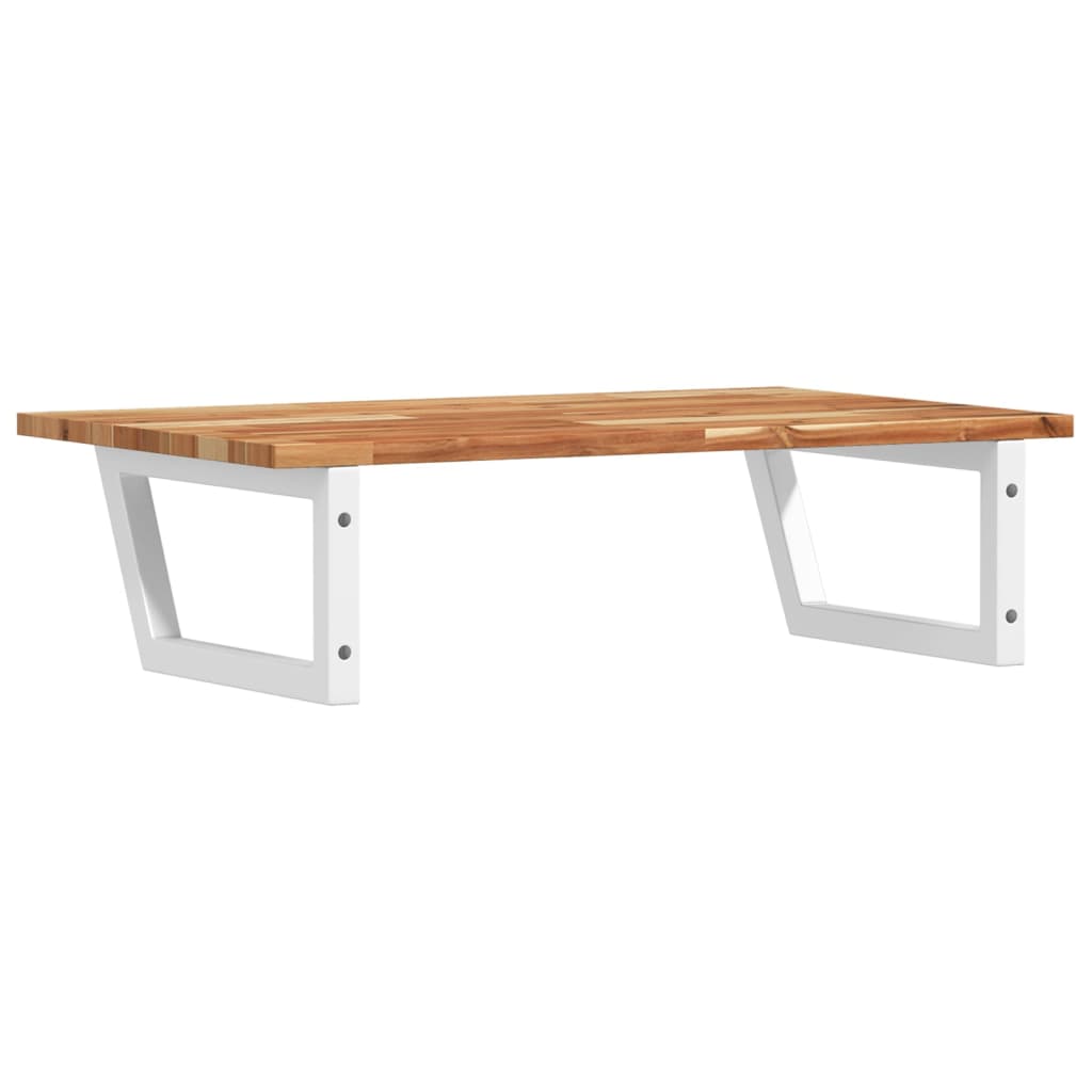 væghængt badeværelseshylde stål og massivt akacietræ