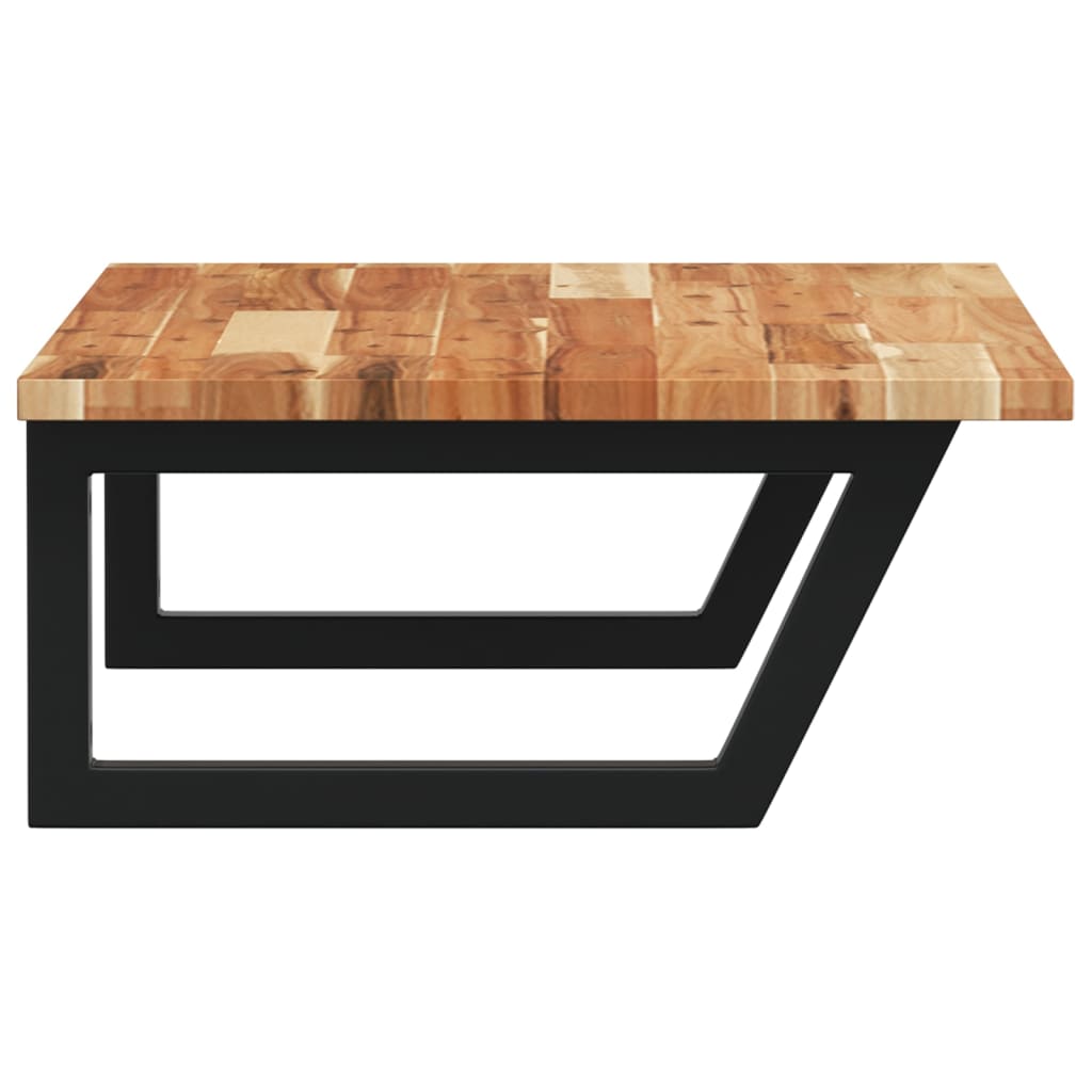 væghængt badeværelseshylde stål og massivt akacietræ