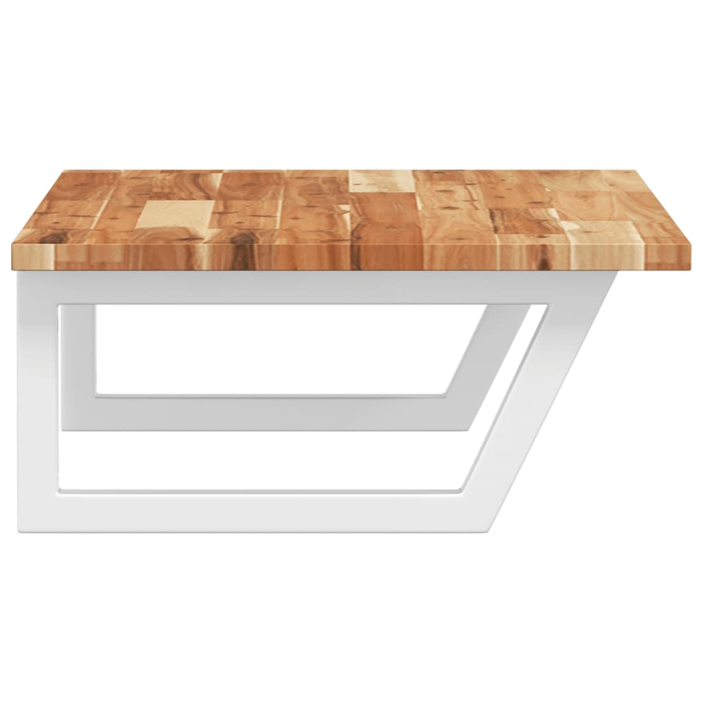 væghængt badeværelseshylde stål og massivt akacietræ