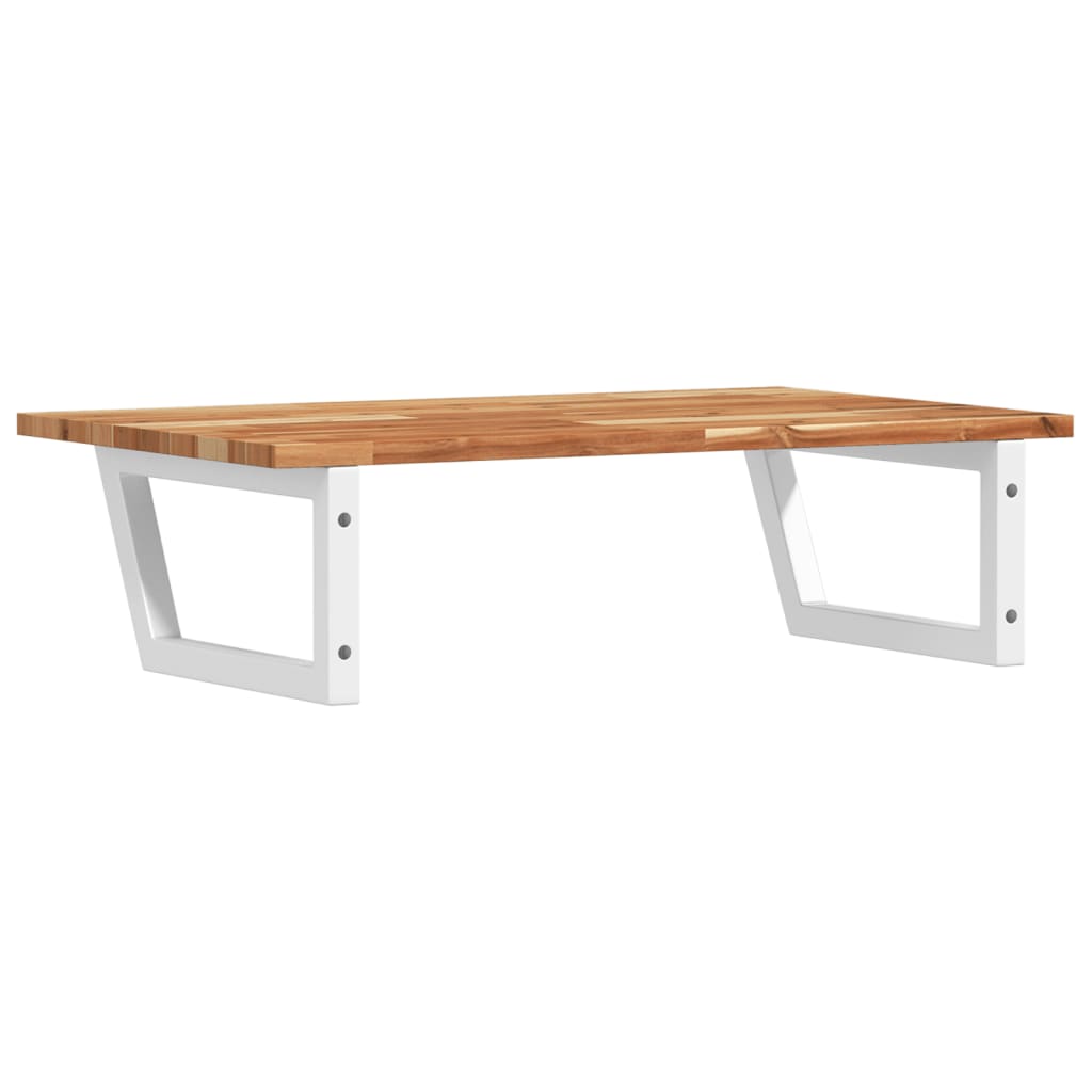 væghængt badeværelseshylde stål og massivt akacietræ