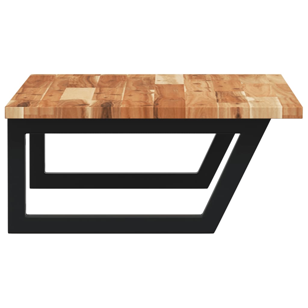 væghængt badeværelseshylde stål og massivt akacietræ