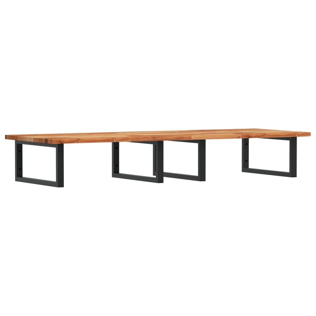 væghængt badeværelseshylde stål og massivt akacietræ