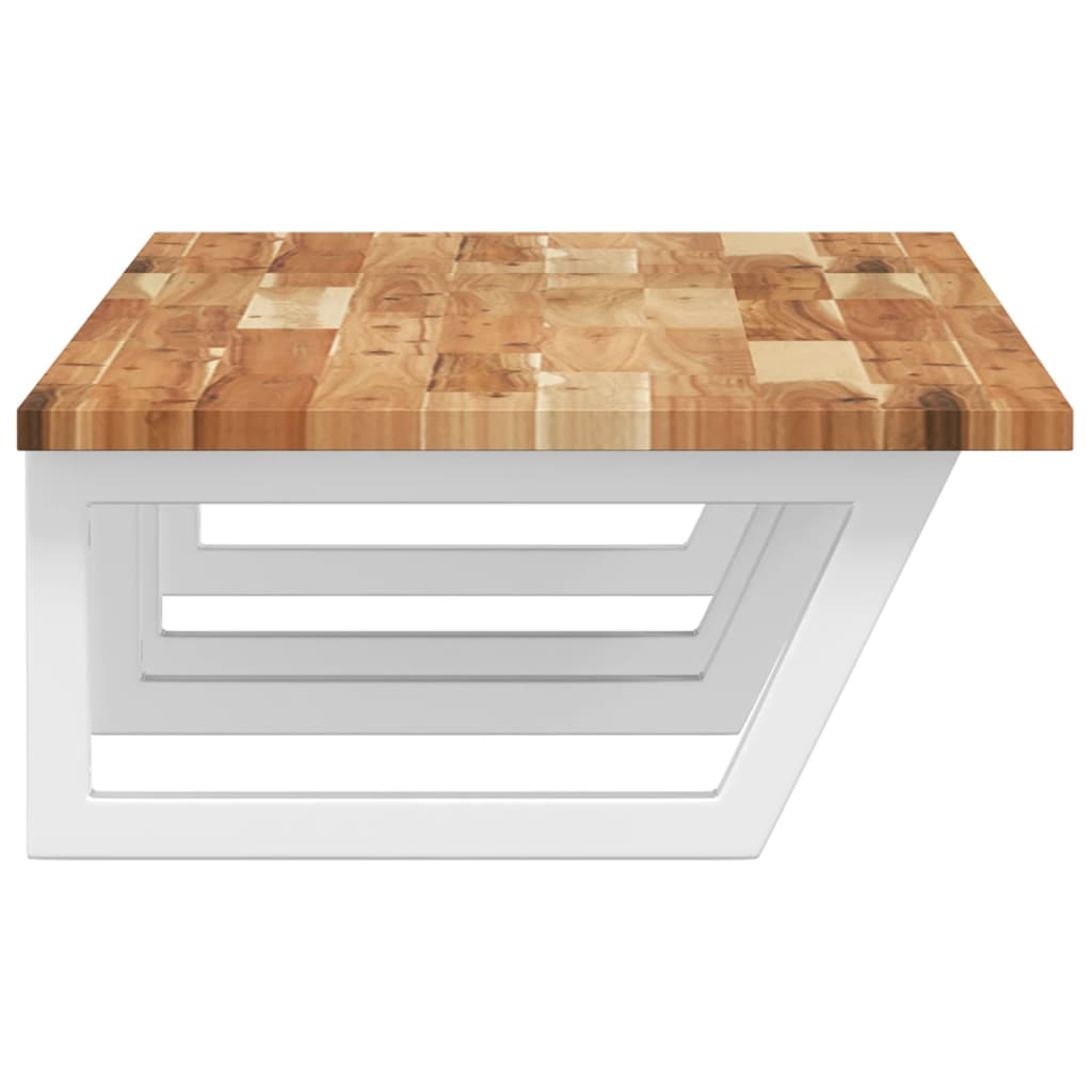 væghængt badeværelseshylde stål og massivt akacietræ