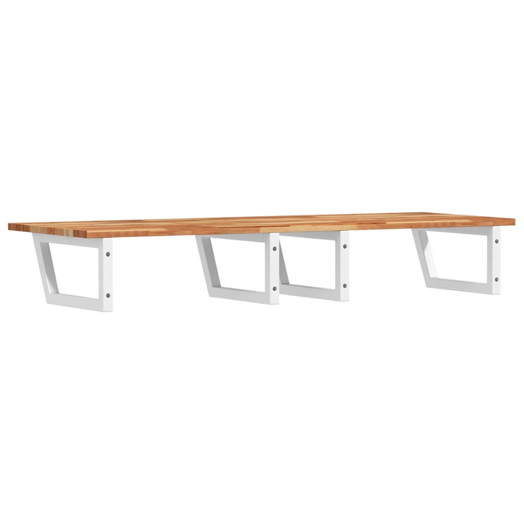 væghængt badeværelseshylde stål og massivt akacietræ