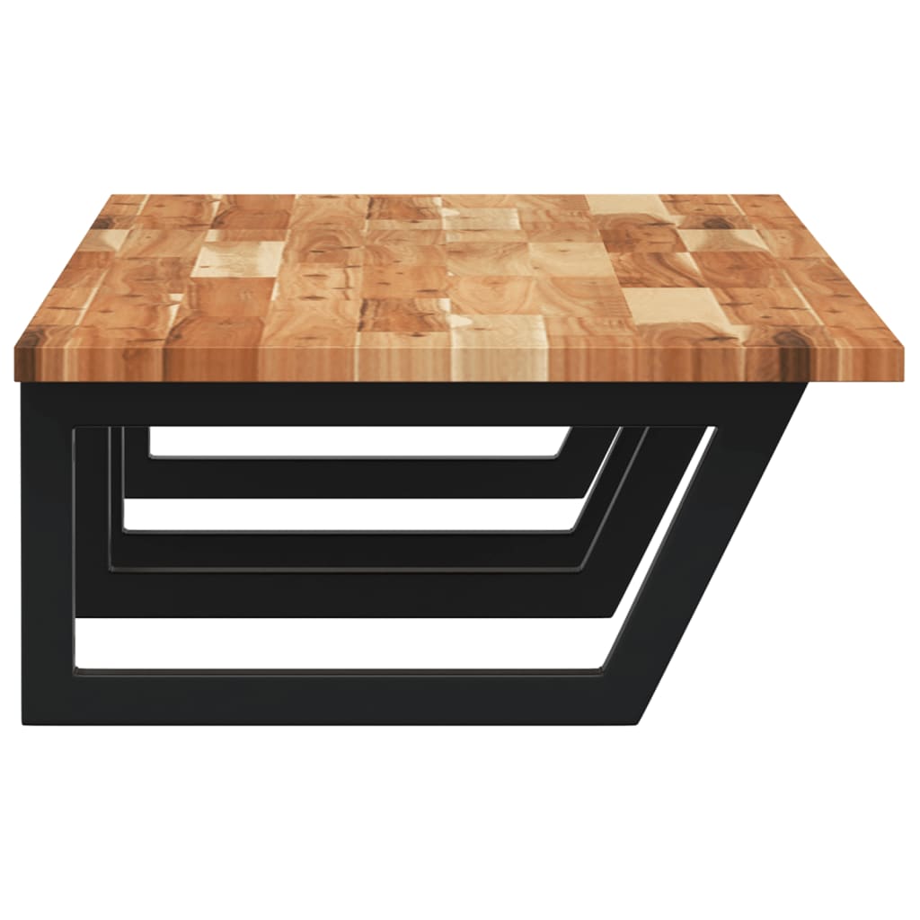 væghængt badeværelseshylde stål og massivt akacietræ