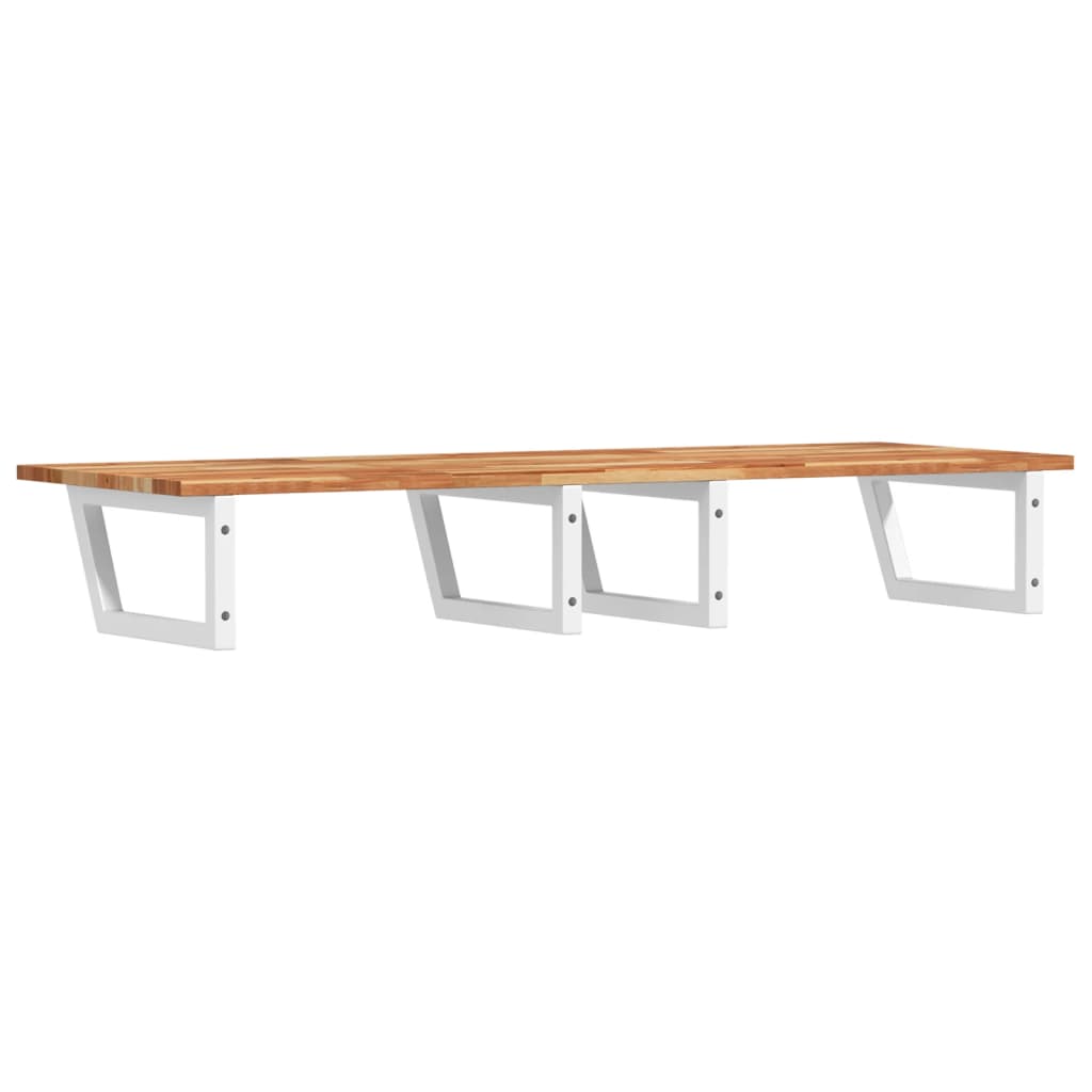 væghængt badeværelseshylde stål og massivt akacietræ