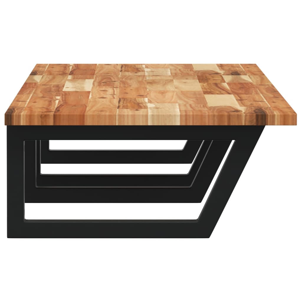 væghængt badeværelseshylde stål og massivt akacietræ