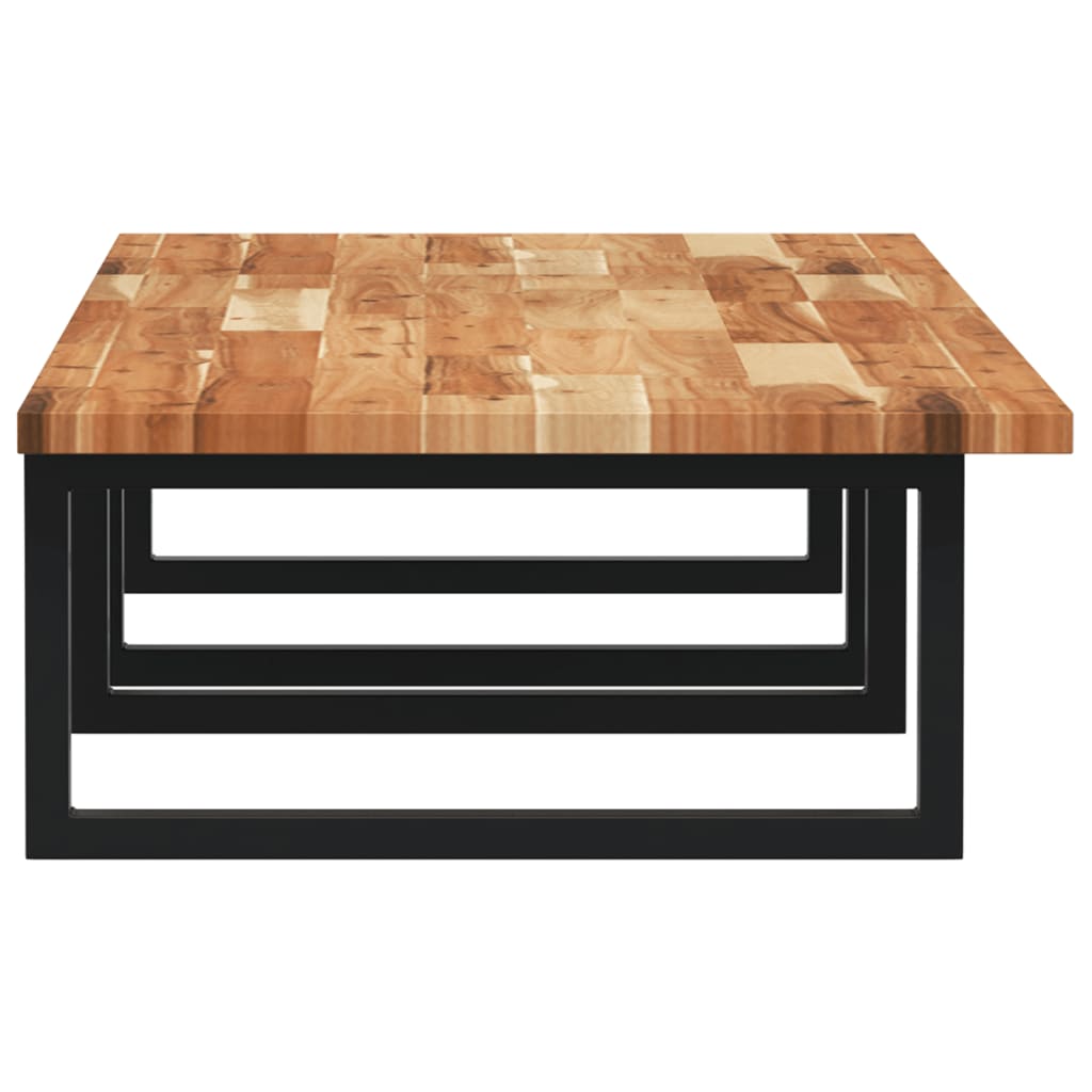 væghængt badeværelseshylde stål og massivt akacietræ