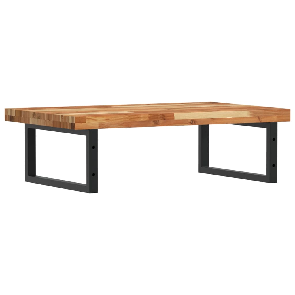 væghængt badeværelseshylde stål og massivt akacietræ