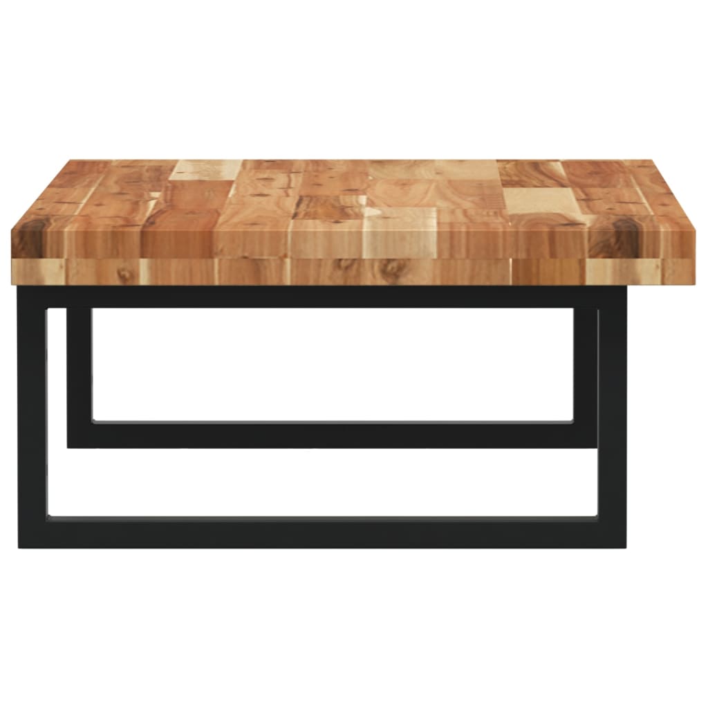 væghængt badeværelseshylde stål og massivt akacietræ