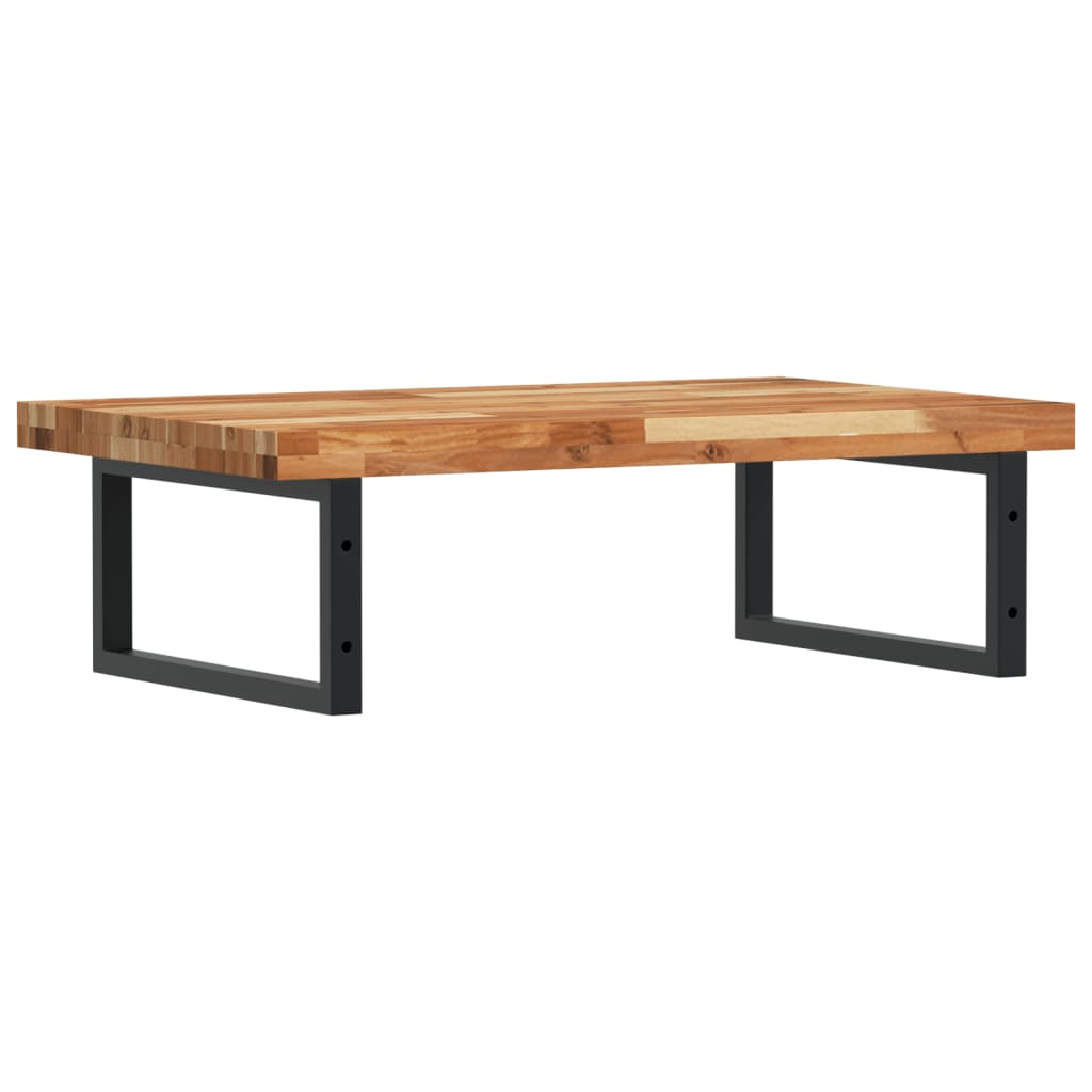 væghængt badeværelseshylde stål og massivt akacietræ