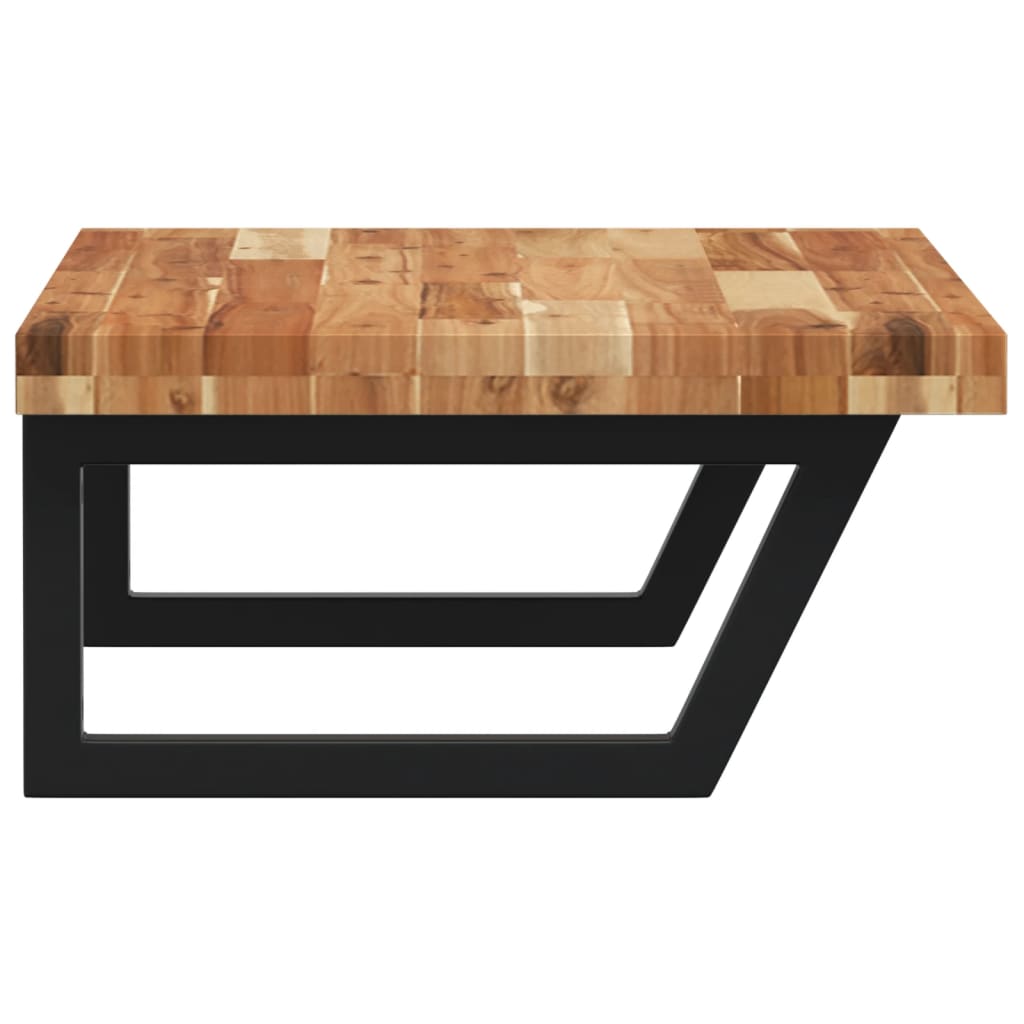 væghængt badeværelseshylde stål og massivt akacietræ