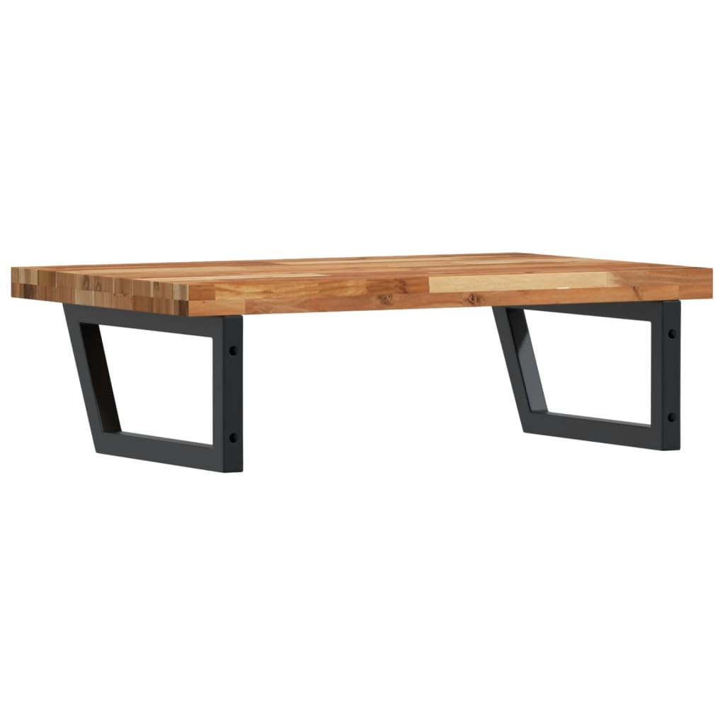 væghængt badeværelseshylde stål og massivt akacietræ