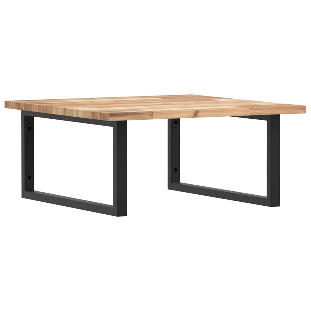 væghængt badeværelseshylde stål og massivt akacietræ