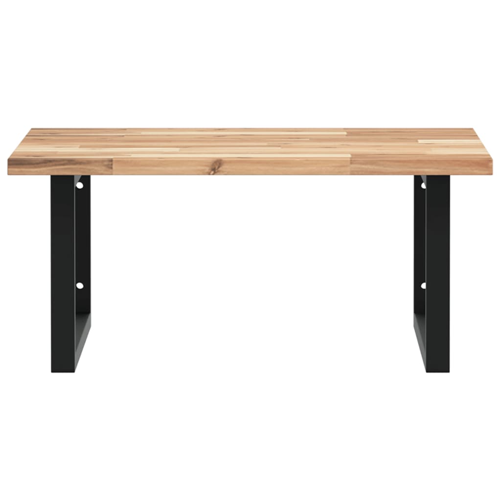 væghængt badeværelseshylde stål og massivt akacietræ