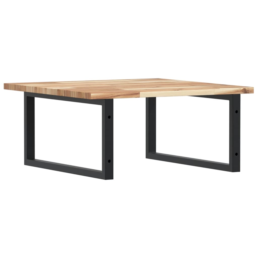 væghængt badeværelseshylde stål og massivt akacietræ