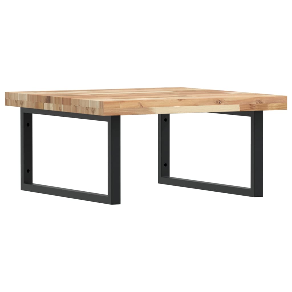 væghængt badeværelseshylde stål og massivt akacietræ