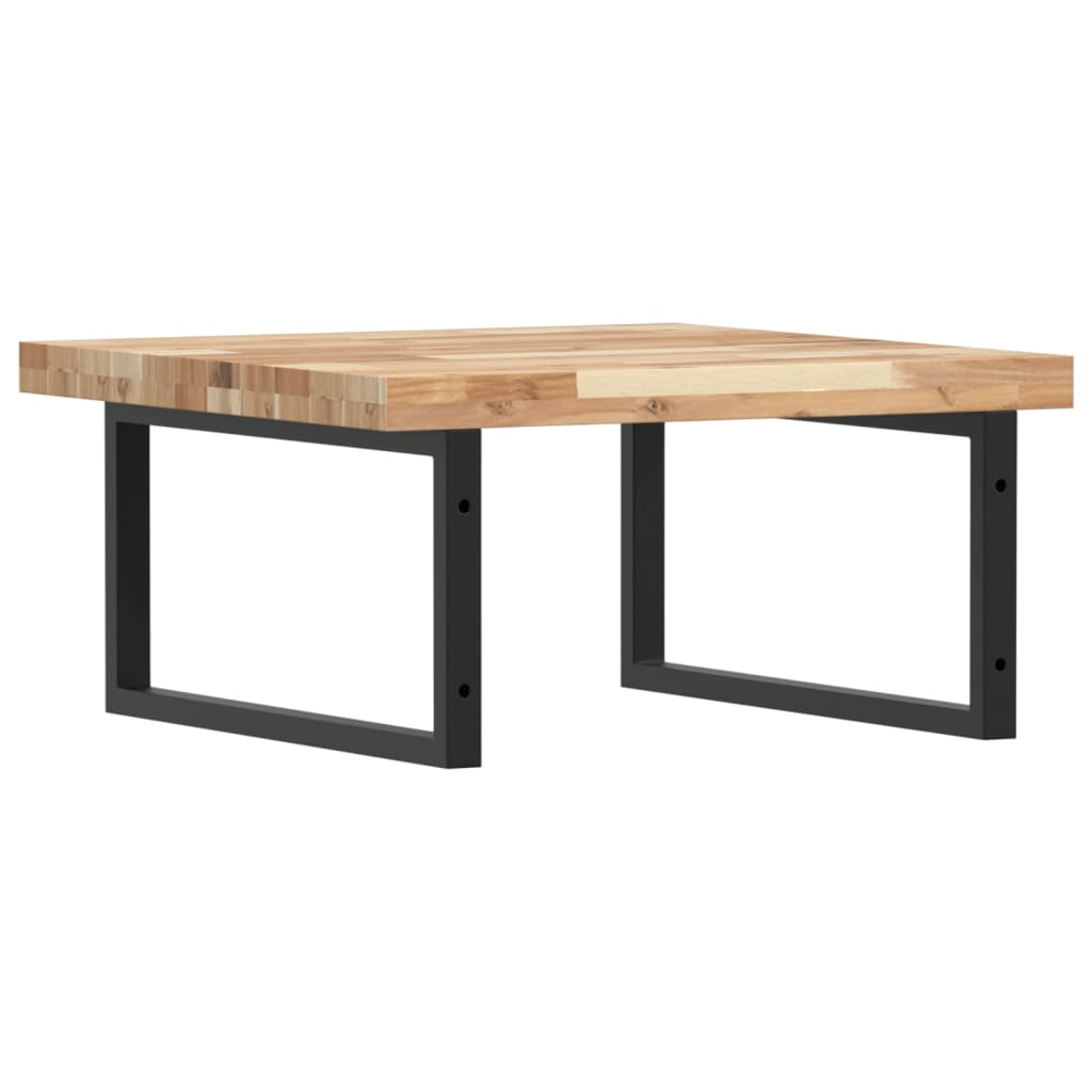 væghængt badeværelseshylde stål og massivt akacietræ