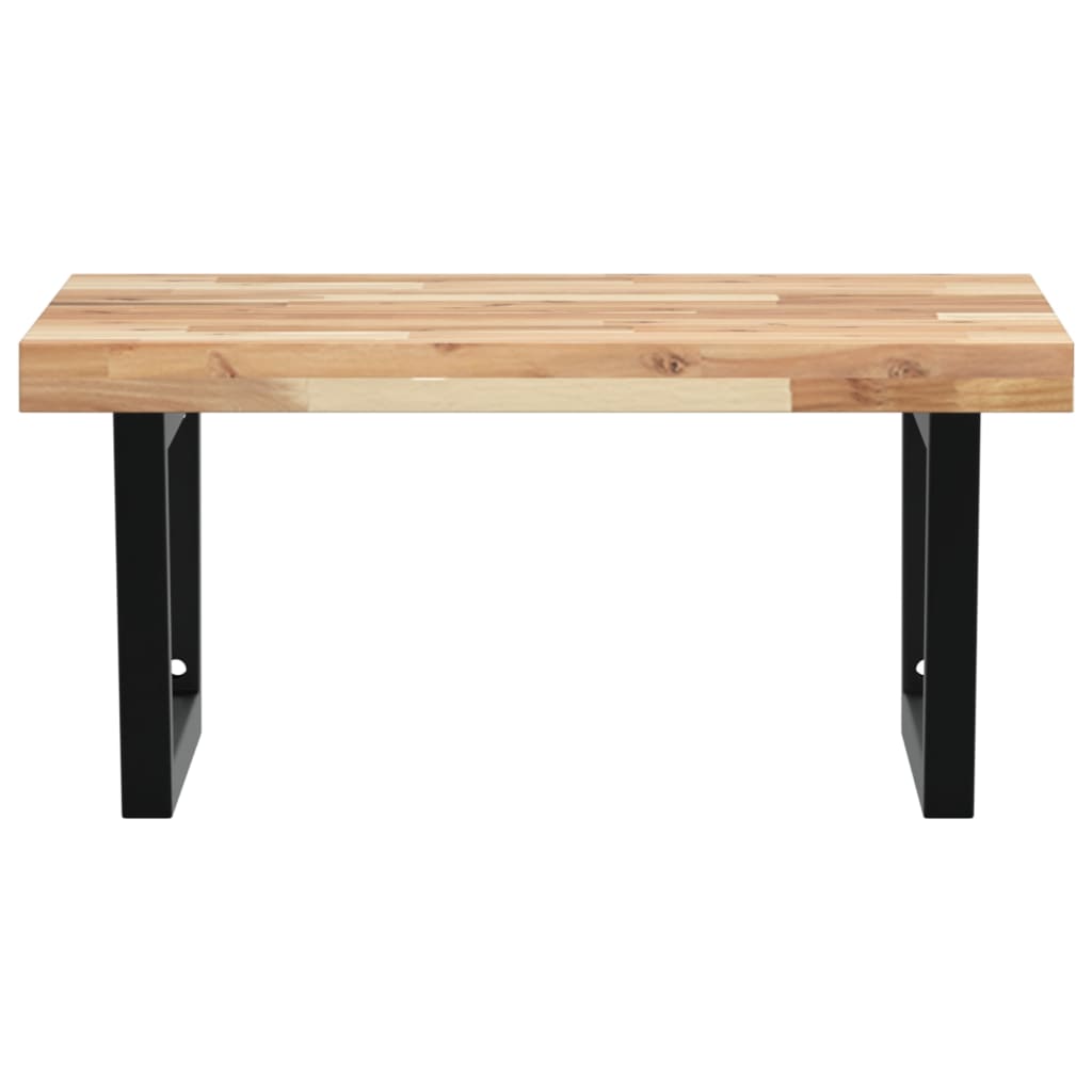 væghængt badeværelseshylde stål og massivt akacietræ