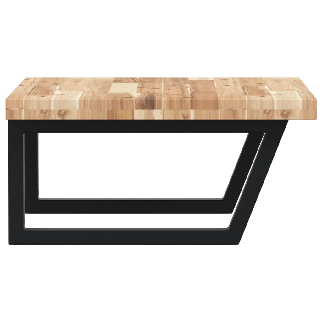 væghængt badeværelseshylde stål og massivt akacietræ